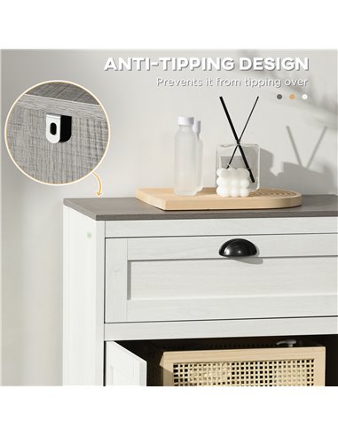 Kleankin Bathroom Floor Cabinet, Freestanding Storage Cupboard with Drawer, Double Door Cabinet and Adjustable Shelf, White