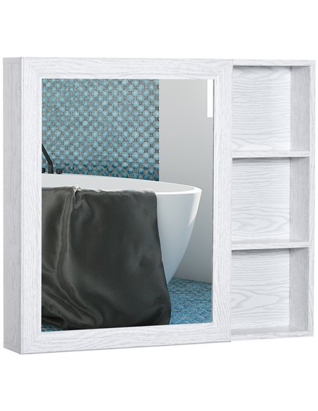 Kleankin Bathroom Aluminium Cabinet Wall Mounted with 3-tier Shelves, White - pic 21426 | FastDaddyshop