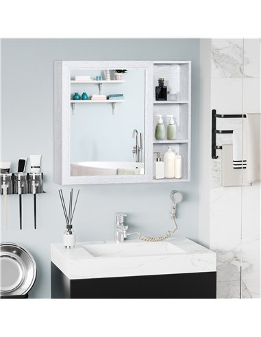 Kleankin Bathroom Aluminium Cabinet Wall Mounted with 3-tier Shelves, White