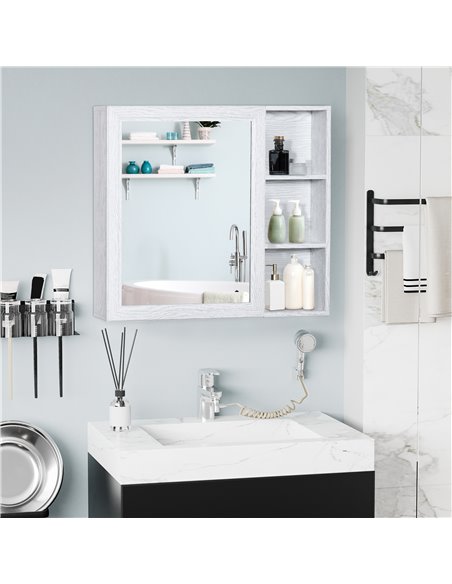 Kleankin Bathroom Aluminium Cabinet Wall Mounted with 3-tier Shelves, White - pic 21427 | FastDaddyshop