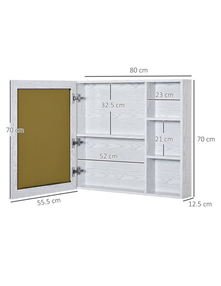 Kleankin Bathroom Aluminium Cabinet Wall Mounted with 3-tier Shelves, White - pic 21428 | FastDaddyshop