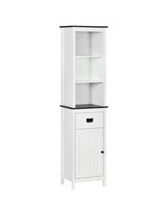 Kleankin Freestanding Tall Bathroom Cabinet with Drawer and Adjustable Shelf, White