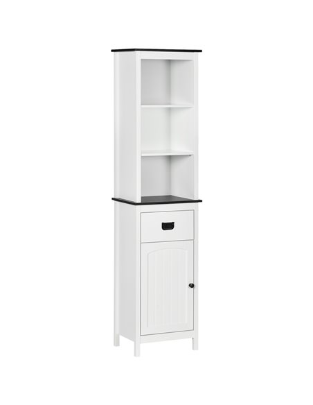 Kleankin Freestanding Tall Bathroom Cabinet with Drawer and Adjustable Shelf, White - pic 21435 | FastDaddyshop
