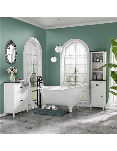 Kleankin Freestanding Tall Bathroom Cabinet with Drawer and Adjustable Shelf, White