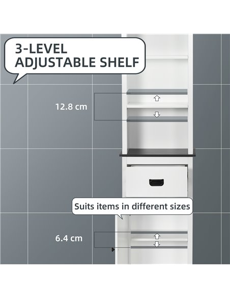 Kleankin Tall Bathroom Cabinet, Freestanding Tallboy Storage Unit with Drawer and Adjustable Shelf for Living Room, White - pic 21439 | FastDaddyshop