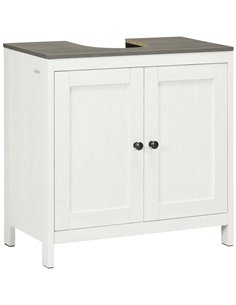 Kleankin Modern Bathroom Sink Cabinet with Adjustable Shelf, Double Doors, Antique White