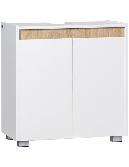 Kleankin Floor Standing Modern Bathroom Sink Cabinet with Double Doors, White - pic 21453 | FastDaddyshop