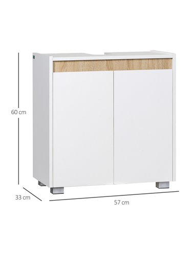 Kleankin Floor Standing Modern Bathroom Sink Cabinet with Double Doors, White