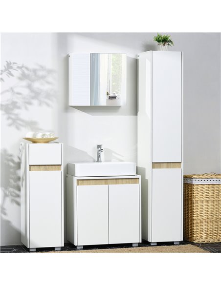 Kleankin Modern Bathroom Sink Cabinet, Floor Standing Under Sink Cabinet, Freestanding Storage Cupboard with Double Doors, White - pic 21459 | FastDaddyshop