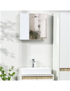Kleankin Double Door Wall Mounted Bathroom Mirror Cabinet, White 2