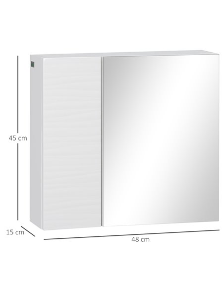 Kleankin Double Door Wall Mounted Bathroom Mirror Cabinet, White - pic 21464 | FastDaddyshop