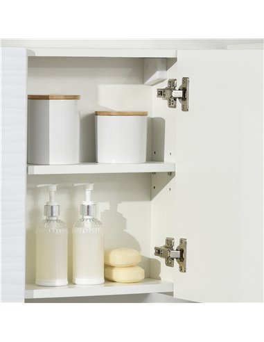 Kleankin Bathroom Mirror Cabinet, Double Door Wall Mounted Storage Cupboard Organizer with Adjustable Shelves, White