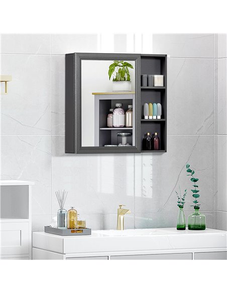 Kleankin Aluminium Bathroom Cabinet Wall Mounted with 3-tier Shelves, Grey - pic 21472 | FastDaddyshop