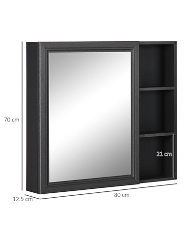 Kleankin Aluminium Bathroom Cabinet Wall Mounted with 3-tier Shelves, Grey