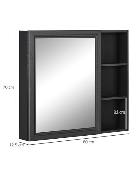 Kleankin Aluminium Bathroom Cabinet Wall Mounted with 3-tier Shelves, Grey - pic 21473 | FastDaddyshop