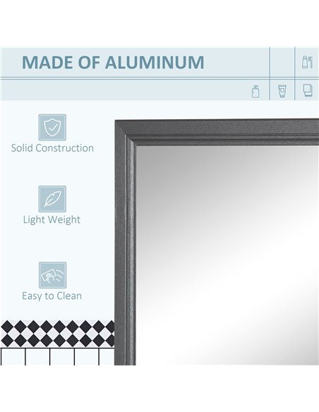 Kleankin Bathroom Cabinet Wall Mounted, Aluminium Storage Organiser with Single Mirrored Door and 3-tier Shelves, Grey - pic 21477 | FastDaddyshop