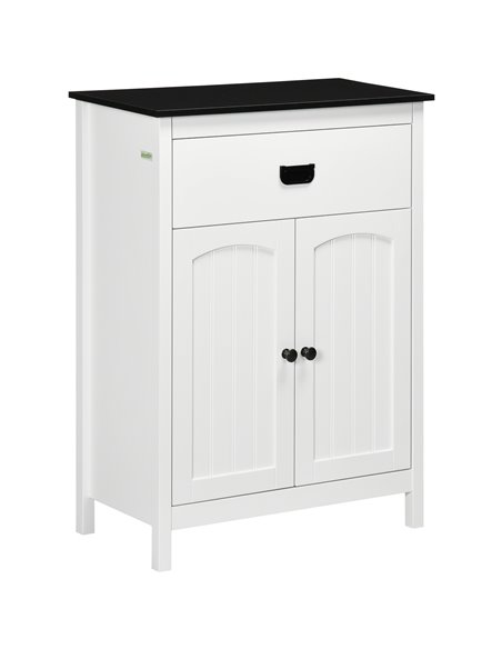Kleankin Bathroom Double Door Cabinet with Drawer, Adjustable Shelf, White - pic 21480 | FastDaddyshop