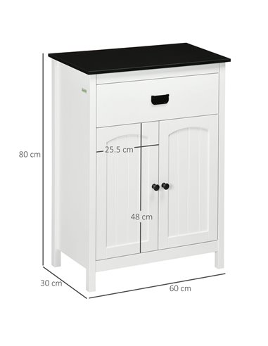 Kleankin Bathroom Double Door Cabinet with Drawer, Adjustable Shelf, White