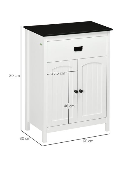 Kleankin Bathroom Double Door Cabinet with Drawer, Adjustable Shelf, White - pic 21482 | FastDaddyshop