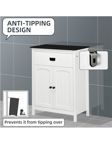Kleankin Bathroom Cabinet, Bathroom Storage Unit with Drawer, Double Door Cabinet, Adjustable Shelf for Living Room, White