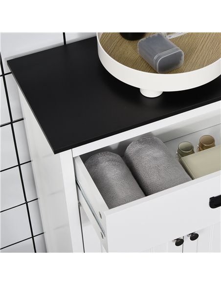 Kleankin Bathroom Cabinet, Bathroom Storage Unit with Drawer, Double Door Cabinet, Adjustable Shelf for Living Room, White - pic 21486 | FastDaddyshop