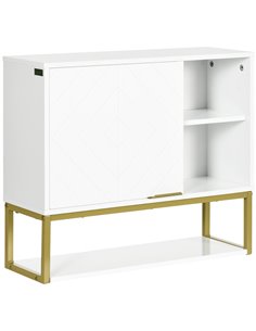 Kleankin Over Toilet Storage Cabinet with Door and Storage Shelves, White