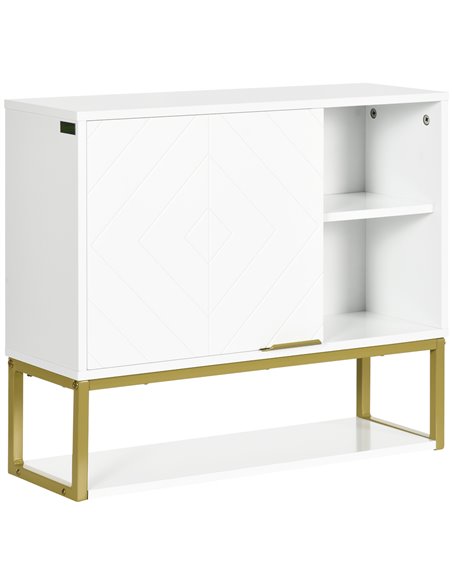 Kleankin Over Toilet Storage Cabinet with Door and Storage Shelves, White - pic 21489 | FastDaddyshop