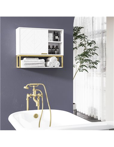 Kleankin Over Toilet Storage Cabinet with Door and Storage Shelves, White