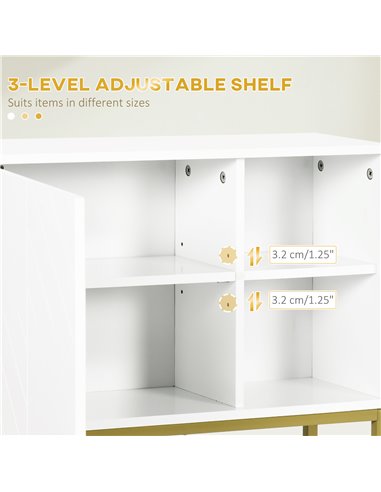 Kleankin Over Toilet Storage Cabinet with Door and Storage Shelves, White