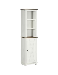 Kleankin Bathroom Cabinet, Tall Storage Cabinet with Door and Adjustable Shelves, White