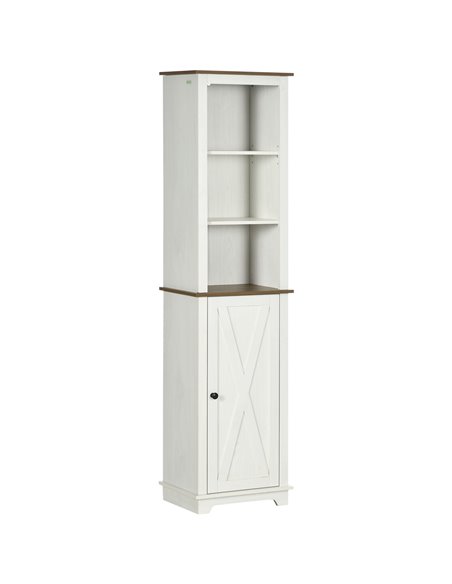 Kleankin Bathroom Cabinet, Tall Storage Cabinet with Door and Adjustable Shelves, White - pic 21498 | FastDaddyshop
