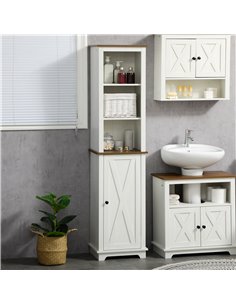 Kleankin Bathroom Cabinet, Tall Storage Cabinet with Door and Adjustable Shelves, White 2