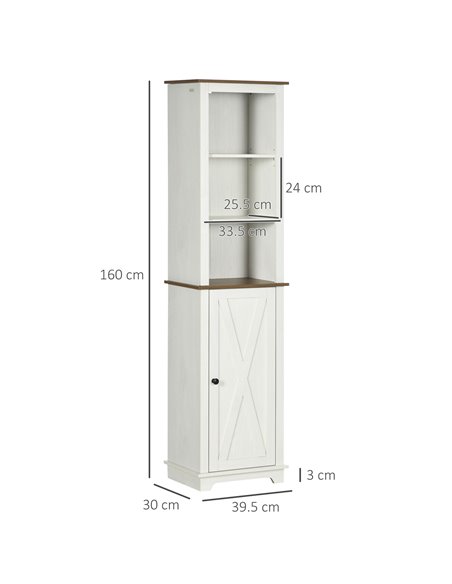 Kleankin Bathroom Cabinet, Tall Storage Cabinet with Door and Adjustable Shelves, White - pic 21500 | FastDaddyshop