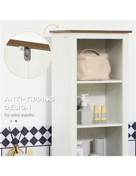 Kleankin Bathroom Cabinet, Tall Storage Cabinet with Door and Adjustable Shelves, 39.5 x 30 x 160 cm, White - pic 21503 | FastDaddyshop