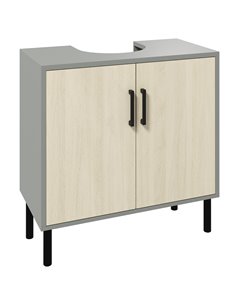 Kleankin Under Sink Cabinet with Double Doors and Storage Shelves, Natural