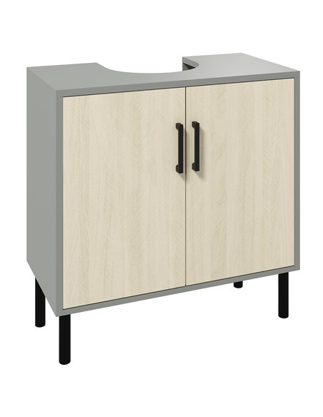 Kleankin Under Sink Cabinet with Double Doors and Storage Shelves, Natural - pic 21507 | FastDaddyshop