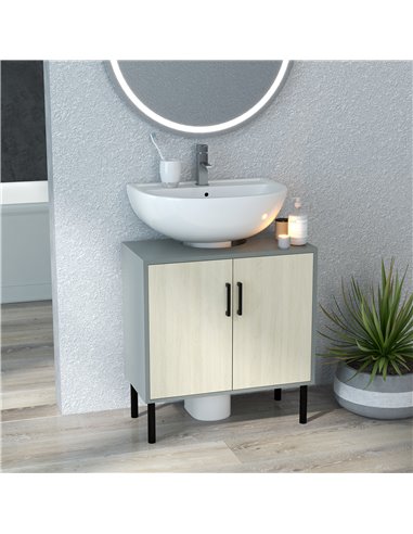 Kleankin Under Sink Cabinet with Double Doors and Storage Shelves, Natural