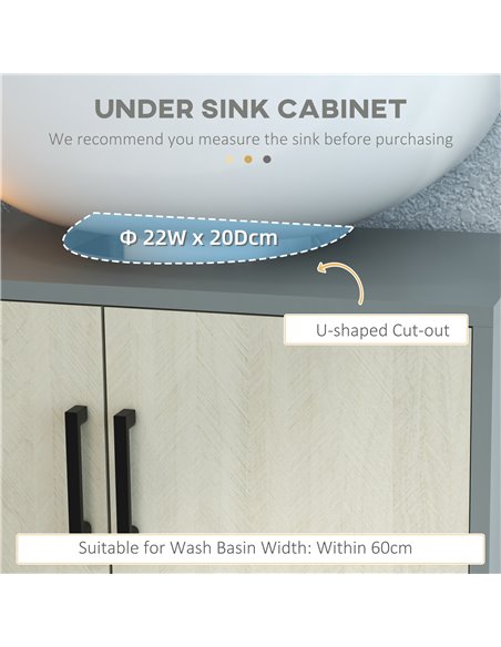 Kleankin Under Sink Cabinet with Double Doors and Storage Shelves, Natural - pic 21510 | FastDaddyshop