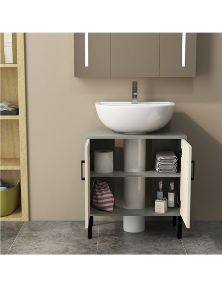 Kleankin Under Sink Cabinet, Bathroom Vanity Unit, Storage Cupboard with Double Doors and Storage Shelves, 60x30x60cm, Natural - pic 21515 | FastDaddyshop