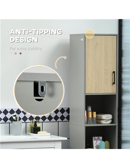 Kleankin Freestanding Bathroom Storage, Tall Bathroom Cabinet with Door and Adjustable Shelves, 31.4x30x165cm - pic 21521 | FastDaddyshop