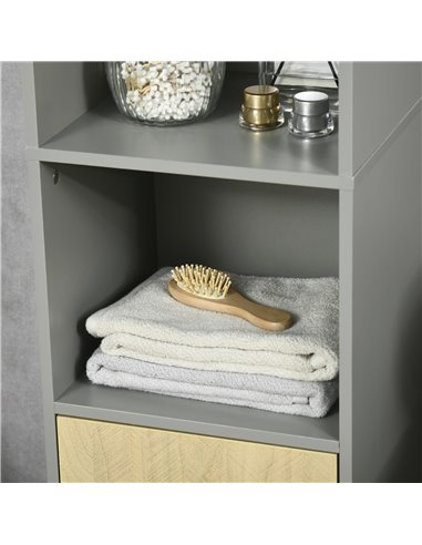 Kleankin Freestanding Bathroom Storage, Tall Bathroom Cabinet with Door and Adjustable Shelves, 31.4x30x165cm