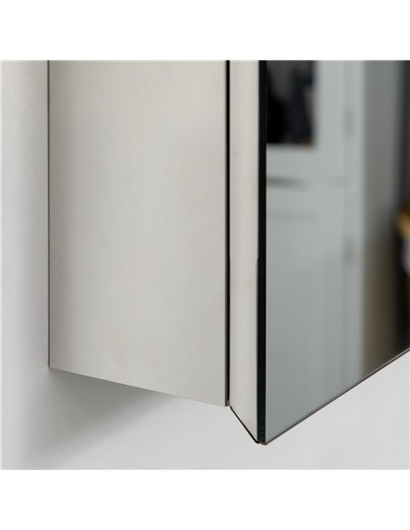 Kleankin Bathroom Wall Mounted Mirror Cabinet with Hinged Door, Storage Shelves, Silver - pic 21533 | FastDaddyshop