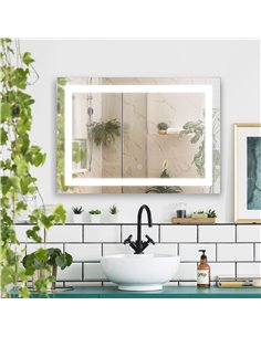 Kleankin 70x50cm Wall Mounted LED Bathroom Mirror with Touch Switch, Silver 2