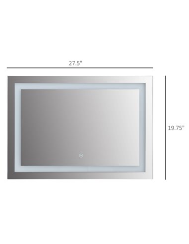 Kleankin 70x50cm Wall Mounted LED Bathroom Mirror with Touch Switch, Silver