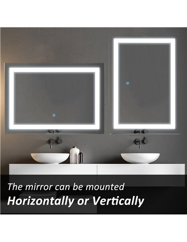 Kleankin 70x50cm Wall Mounted LED Bathroom Mirror with Touch Switch, Silver