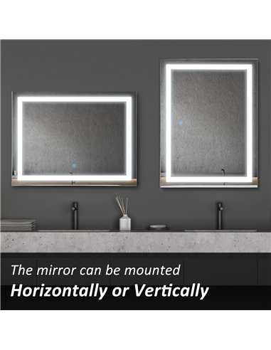 Kleankin 80x60cm Wall Mounted LED Bathroom Mirror with Touch Switch, Silver