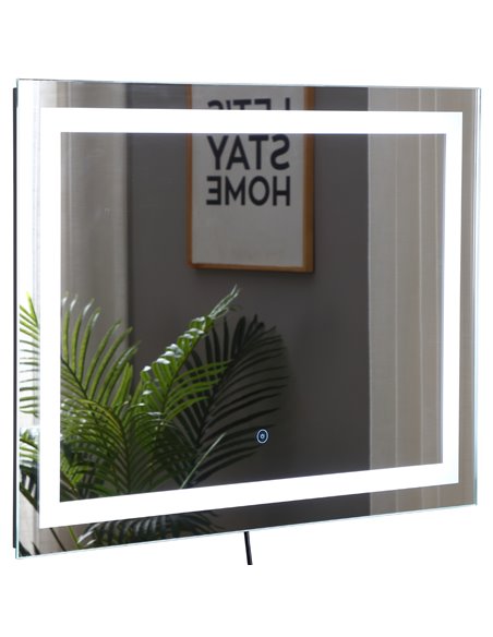 Kleankin 80x60cm LED Bathroom Mirror Wall Mounted Vanity Light Illuminated w/ Touch Switch Accessories Home Furnishings - pic 21557 | FastDaddyshop