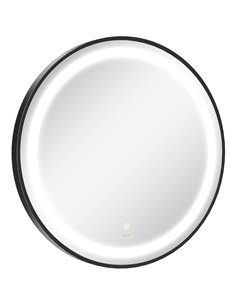 Kleankin Wall-Mounted Round LED Bathroom Mirror with 3 Temperature Colours, Memory Function, Black