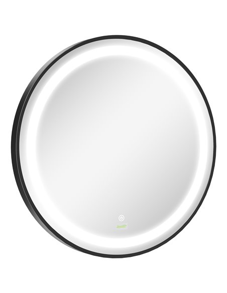 Kleankin Wall-Mounted Round LED Bathroom Mirror with 3 Temperature Colours, Memory Function, Black - pic 21561 | FastDaddyshop
