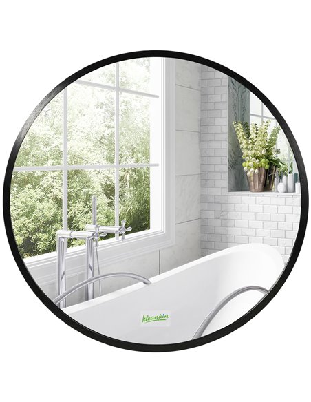 Kleankin 40x40 cm Round Bathroom Mirror with Aluminium Frame, Black - pic 21570 | FastDaddyshop